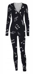 OEM Női pizsama, poliészter/spandex, fém kapcsos, fekete, XL