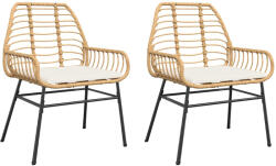 vidaXL 2 db Barna Polyrattan Kerti Szék Párnákkal