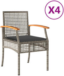 vidaXL 4 db Szürke Polyrattan És Akácfa Kerti Szék Párnákkal