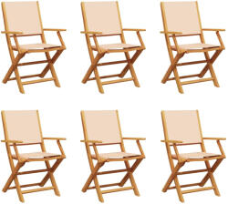 vidaXL 6 db Bézs Szövet És Tömör Fa Összecsukható Kerti Szék