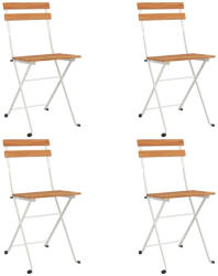 vidaXL 4 db Tömör Tíkfa És Acél Összecsukható Bisztrószék