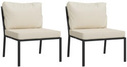 vidaXL 2 db Acél Kerti Szék Homokszínű Párnákkal 60x74x79 cm