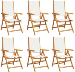 vidaXL 6 db Krémfehér Szövet És Tömör Fa Dönthető Kerti Szék