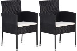vidaXL 2 db Fekete Polyrattan Kerti Szék Krémfehér Párnákkal