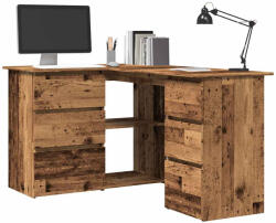 vidaXL Sarokíróasztal Régi Fa 145x100x76 cm Gépelt Fa