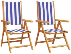 vidaXL 2 db Kék És Fehér Tömör Akácfa És Szövet Kerti Szék