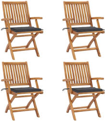 vidaXL 4 db Összecsukható Tömör Tíkfa Kerti Szék Párnákkal