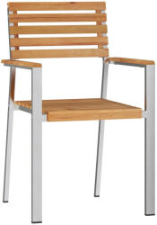 vidaXL Egymásra Rakható Kerti Székek 2 db Tömör Tikifa És Acél