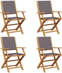 vidaXL 4 db Antracitszürke Szövet És Tömör Fa Összecsukható Kerti Szék
