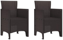 vidaXL Kerti Székek 2 db Barna Poli Rattan
