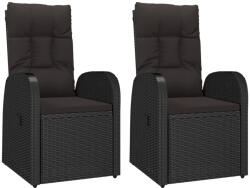 vidaXL 2 db Fekete Dönthető Polyrattan Kerti Szék Párnával
