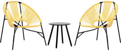 vidaXL 3 db Fekete És Sárga Polyrattan Kerti Szék Szett