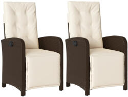 vidaXL 2 db Barna Polyrattan Dönthető Kerti Szék Lábtartóval