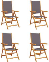 vidaXL 4 db Antracitszürke Szövet És Tömör Fa Dönthető Kerti Szék