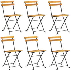vidaXL 6 db Acél És Tömör Akácfa Összecsukható Kerti Szék