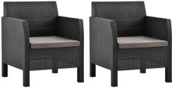 vidaXL 2 db Antracit Pp Rattan Kerti Szék Párnával