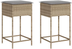 vidaXL 2 db Bézs Polyrattan Kerti Bárszék Párnával