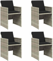 vidaXL 4 db Világosszürke Polyrattan Kerti Szék Párnával