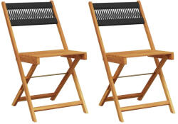 vidaXL 2 db Fekete Tömör Akácfa És Kötél Bisztrószék