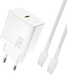 Dudao A27CEU PD 25W GaN SB-C Wall Charger with USB-C Cable - White (A27CEU white)