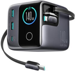 JOYROOM Podix JR-TRD01 GaN 140W Desktop Charger with 5 Ports and Dual Retractable Cables - Gray (JR-TRD01)