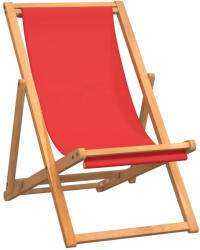 vidaXL Piros Összecsukható Tömör Tíkfa Strandszék