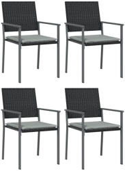 vidaXL 4 db Fekete Polyrattan Kerti Szék Párnával 56X62, 5X89 cm