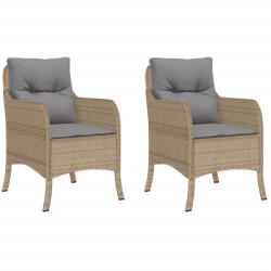 vidaXL 2 db Vegyes Bézs Polyrattan Kerti Szék Párnával