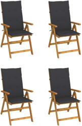 vidaXL 4 db Dönthető Tömör Akácfa Kerti Szék Párnával