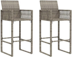 vidaXL 2 db Szürke Polyrattan Kerti Bárszék