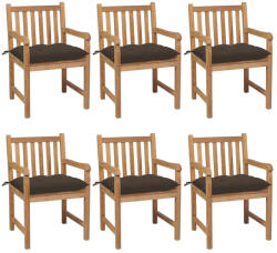 vidaXL 6 db Tömör Tíkfa Kerti Szék Tópszínű Párnákkal