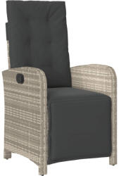 vidaXL Világosszürke Polyrattan Dönthető Kerti Szék Lábtartóval