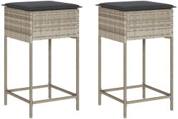 vidaXL 2 db Világosszürke Polyrattan Kerti Bárszék Párnával