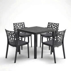 Leziter Vento 4+1 kerti bútor garnitúra szett grafit (LBIEVGR_LBITRIKGR_4) - geminiduo