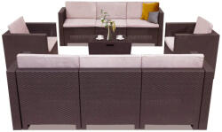 Leziter City Large 8 személyes kerti bútor garnitúra barna (LBIC5GAR-BAR_LBIC3K-BAR) - geminiduo