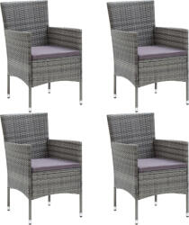vidaXL 4 db Szürke Kerti Polyrattan Étkezőszék