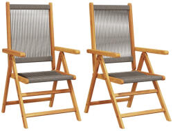 vidaXL 2 db Szürke Tömör Akácfa És Polipropilén Kerti Szék