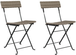 vidaXL 2 db Szürke Polyrattan Összecsukható Bisztrószék