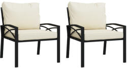 vidaXL 2 db Acél Kerti Szék Homokszínű Párnákkal 68x76x79 cm