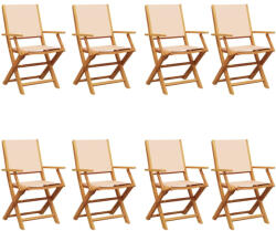 vidaXL 8 db Bézs Szövet És Tömör Fa Összecsukható Kerti Szék
