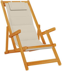 vidaXL Tópszínű Akácfa & Textilene Összecsukható Strandszék Karfával