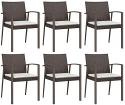 vidaXL 6 db Barna Polyrattan Kerti Szék Párnával 56, 5X57X83 cm