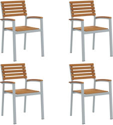 vidaXL Kertiszékek 4 db Szürke Szilárd Fa Akácia És Acél