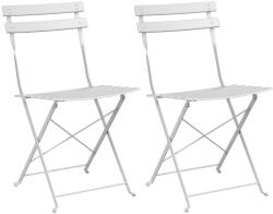 vidaXL Összecsukható Kertiszék 2 db Fehér Acél