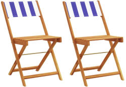 vidaXL 2 db Kék És Fehér Tömör Akácfa És Szövet Bisztrószék