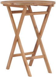 vidaXL Összecsukható Tömör Tíkfa Kerti Asztal 60 cm