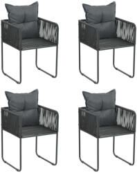 vidaXL 4 db Fekete Polyrattan Kültéri Szék Párnával