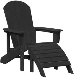 vidaXL Adirondack Szék Lábpihentetővel Fekete Hdpe
