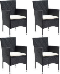 vidaXL 4 db Fekete Polyrattan Kerti Étkezőszék