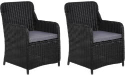 vidaXL 2 db Fekete Polyrattan Kültéri Étkezőszék Párnával